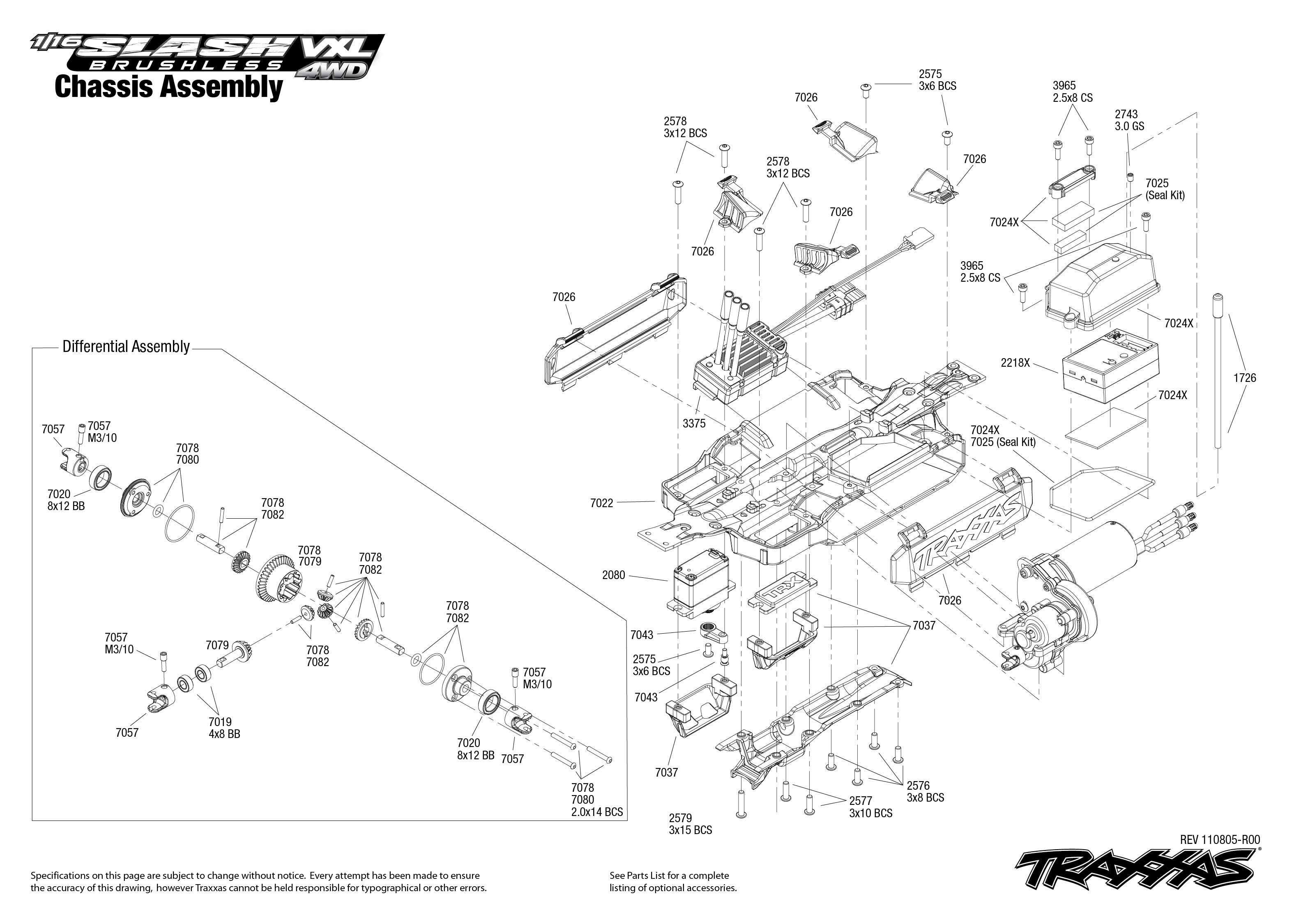 traxxas slash 4x4 parts list