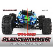 Traxxas TRX6792 banden en wielen, gemonteerd, gelijmd (2,8 \") Rustler 4X4 zwarte wielen, sledgehammer