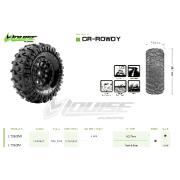 Louise RC - CR-ROWDY - 1-18/1-24 Crawler Tire Set - Mounted - Super Soft - Black 1.0 Wheels - Hex 7mm - L-T3368VB