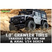 Louise RC - CR-ROWDY - 1-18/1-24 Crawler Tire Set - Mounted - Super Soft - Black 1.0 Wheels - Hex 7mm - L-T3368VB