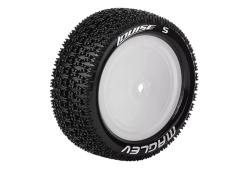 Louise RC - E-MAGLEV - 1-10 Buggy Tire Set - Mounted - Soft - White Wheels - Hex 12mm - 4WD - Front - L-T3174SWKF