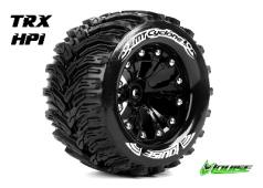 Louise RC - MT-CYCLONE - 1-10 Monster Truck Banden Set - Verlijmd op velg - Soft - 2.8" Velgen Zwart - 1/2"-Offset - GP