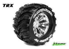 Louise RC - MT-CYCLONE - 1-8 Monster Truck Banden Set - Verlijmd op velg - Medium - 3.8" Velgen Chroom - 1/2"-Offset - E