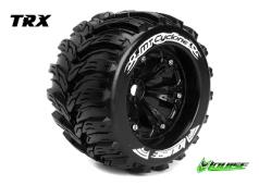 Louise RC - MT-CYCLONE - 1-8 Monster Truck Banden Set - Verlijmd op velg - Medium - 3.8" Velgen Zwart - 1/2"-Offset - EP