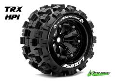 Louise RC - MT-MCROSS - 1-8 Monster Truck Banden Set - Verlijmd op velg - Medium - 3.8" Velgen Zwart - 0-Offset - EP E-M