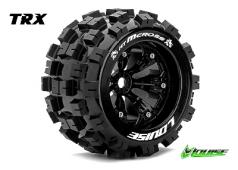 Louise RC - MT-MCROSS - 1-8 Monster Truck Banden Set - Verlijmd op velg - Medium - 3.8" Velgen Zwart - 1/2"-Offset - EP