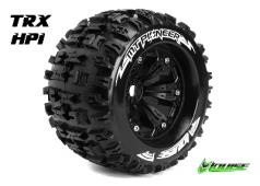 Louise RC - MT-PIONEER - 1-8 Monster Truck Banden Set - Verlijmd op velg - Medium - 3.8" Velgen Zwart - 0-Offset - EP E-