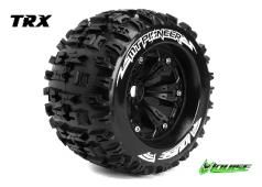 Louise RC - MT-PIONEER - 1-8 Monster Truck Banden Set - Verlijmd op velg - Medium - 3.8" Velgen Zwart - 1/2"-Offset - EP