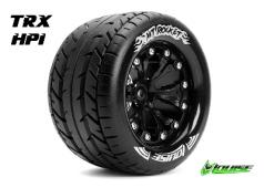 Louise RC - MT-ROCKET - 1-10 Monster Truck Banden Set - Verlijmd op velg - Soft - 2.8" Velgen Zwart - 1/2"-Offset - GP J