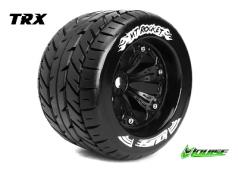 Louise RC - MT-ROCKET - 1-8 Monster Truck Banden Set - Verlijmd op velg - Medium - 3.8" Velgen Zwart - 1/2"-Offset - EP