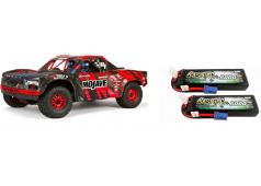 Arrma 1/7 MOJAVE accupack 6S BLX 4WD Desert Racer met Spektrum RTR, RoodZwart (ARA106058T2) met Powerpack