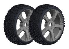 C-00180-376 Off-Road 1/8 Buggy Tires - Ninja - Low Profile - Glued on Black Rims - 1 pair