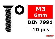 C-3002-30-06 Staal schroeven M3 x 6mm - Verzonkenkop binnenzeskant - 10 st