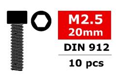 C-30035 Team Corally - Staal schroeven M2.5 x 20mm - Cilinderkop binnenzeskant - 10 st