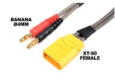 Laadkabel Pro "Banana 4mm" - XT-90 Female - 40 cm - Flat silicone wire 14AWG
