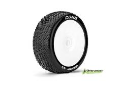 Louise RC - B-CONE - 1-8 Buggy Banden Set - Verlijmd op velg - Super Soft - Velgen Wit - Zeskant 17mm - 1 Paar