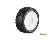 Louise RC - B-GROOVE - 1-8 Buggy Banden Set - Verlijmd op velg - Soft - Velgen Wit - Zeskant 17mm - 1 Paar