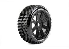 Louise RC - B-HORNET - 1-8 Buggy Banden Set - Verlijmd op velg - Super Soft - Spaakvelgen Zwart - Zeskant 17mm - 1 Paar