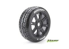 Louise RC - B-ROCKET - 1-8 Buggy Banden Set - Verlijmd op velg - Soft - Spaakvelgen Zwart - Zeskant 17mm - 1 Paar