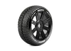 Louise RC - B-TURBO - 1-8 Buggy Banden Set - Verlijmd op velg - Super Soft - Spaakvelgen Zwart - Zeskant 17mm - 1 Paar