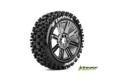 Louise RC - B-UPHILL - 1-8 Buggy Banden Set - Verlijmd op velg - Soft - Spaakvelgen Zwart Chroom - Zeskant 17mm - 1 Paar