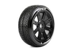 Louise RC - B-VIPER-JA - 1-8 Buggy Banden Set - Verlijmd op velg - Soft - Spaakvelgen Zwart - Zeskant 17mm - 1 Paar