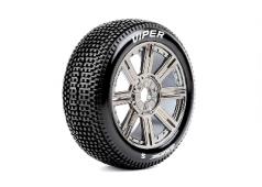 Louise RC - B-VIPER-JA - 1-8 Buggy Banden Set - Verlijmd op velg - Soft - Spaakvelgen Zwart Chroom - Zeskant 17mm - 1 Pa