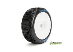 Louise RC - B-VIPER-JA - 1-8 Buggy Banden Set - Verlijmd op velg - Soft - Velgen Wit - Zeskant 17mm - 1 Paar