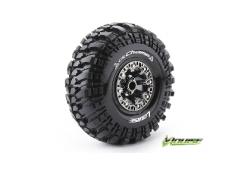 Louise RC - CR-CHAMP - 1-10 Crawler Banden Set - Verlijmd op velg - Super Soft - 2.2" Velgen Zwart Chroom - Hex 12mm - 1