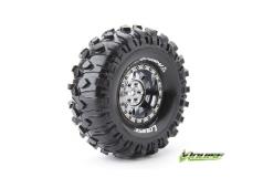 Louise RC - CR-ROWDY - 1-10 Crawler Banden Set - Verlijmd op velg - Super Soft - 1.9" Velgen Zwart Chroom - Hex 12mm - 1