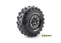 Louise RC - CR-ROWDY - 1-10 Crawler Banden Set - Verlijmd op velg - Super Soft - 2.2" Velgen Zwart Chroom - Hex 12mm - 1