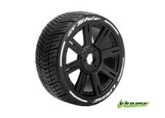 Louise RC - GT-SHIV - MFT Technology - 1-8 Buggy Banden Set - Verlijmd op velg - Soft - Spaakvelgen Zwart - Zeskant 17mm