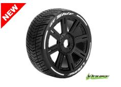 Louise RC - GT-SHIV - MFT Technology - 1-8 Buggy Banden Set - Verlijmd op velg - Super Soft - Spaakvelgen Zwart - Zeskan