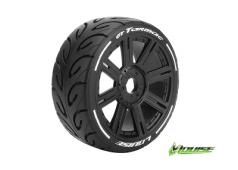 Louise RC - GT-TARMAC - MFT Technology - 1-8 Buggy Banden Set - Verlijmd op velg - Soft - Spaakvelgen Zwart - Zeskant 17