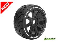 Louise RC - GT-TARMAC - MFT Technology - 1-8 Buggy Banden Set - Verlijmd op velg - Super Soft - Spaakvelgen Zwart - Zesk