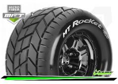 Louise RC - MFT - MT-ROCKET - 1-8 Monster Truck Bandenset - Gemonteerd - Sport - 3.8 Bead Style Velgen Zwart-Chrome - 1/