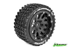 Louise RC - MFT - ST-HUMMER 1-10 Monster Truck Tire Set - Mounted - Sport - Black Bead-Lock Rims - 0-Offset - Hex 12mm -