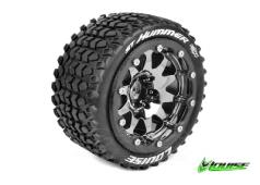Louise RC - MFT - ST-HUMMER 1-10 Monster Truck Tire Set - Mounted - Sport - Black Bead-Lock Rims - 1/2-Offset - Hex 12mm