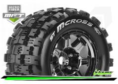 Louise RC - MFT - ST-MCROSS - 1-8 Stadium Truck Bandenset - Gemonteerd - Sport - 3.8 Bead Style Velgen Zwart-Chrome - 0-