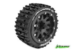 Louise RC - MFT - ST-PIONEER 1-10 Monster Truck Tire Set - Mounted - Sport - Black  Bead-Lock Rims - 1/2-Offset -