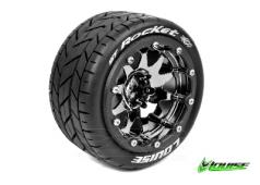 Louise RC - MFT - ST-ROCKET 1-10 Monster Truck Tire Set - Mounted - Sport - Black Bead-Lock Rims - 1/2-Offset - Hex 12mm