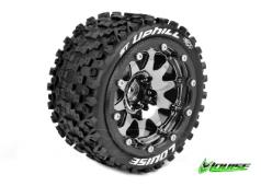 Louise RC - MFT - ST-UPHILL 1-10 Monster Truck Tire Set - Mounted - Sport - Black Bead-Lock Rims - 1/2-Offset - Hex 12mm