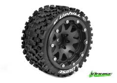 Louise RC - MFT - ST-UPHILL 1-10 Monster Truck Tire Set - Mounted - Sport - Black Chrome Bead-Lock Rims - 1/2-Offset - H