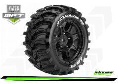 Louise RC - MFT - X-CYCLONE - KRATON 8S Serie Tire Set - Mounted - Sport - Black Wheels - Hex 24mm - L-T3298BM