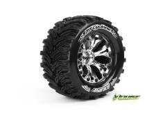 Louise RC - MT-CYCLONE - 1-10 Monster Truck Banden Set - Verlijmd op velg - Soft - 2.8" Velgen Chroom - 0-Offset - 2.8"