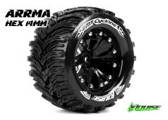 Louise RC - MT-CYCLONE - 1-10 Monster Truck Banden Set - Verlijmd op velg - Soft - 2.8" Velgen Zwart Chroom - Zeskant 14