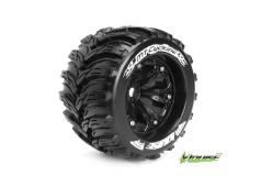 Louise RC - MT-CYCLONE - 1-8 Monster Truck Banden Set - Verlijmd op velg - Medium - 3.8" Velgen Zwart - 0-Offset - EP E-