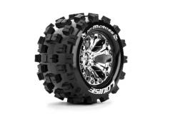 Louise RC - MT-MCROSS - 1-10 Monster Truck Banden Set - Verlijmd op velg - Soft - 2.8" Velgen Chroom - 0-Offset - 2.8" V