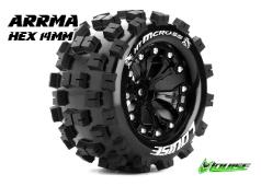 Louise RC - MT-MCROSS - 1-10 Monster Truck Banden Set - Verlijmd op velg - Soft - 2.8" Velgen Zwart - Zeskant 14mm - ARR