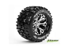 Louise RC - MT-PIONEER - 1-10 Monster Truck Banden Set - Verlijmd op velg - Soft - 2.8" Velgen Chroom - 0-Offset - 2.8"